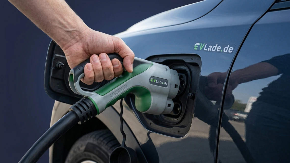 CCS2 Stecker wird in ein Elektroauto eingesteckt