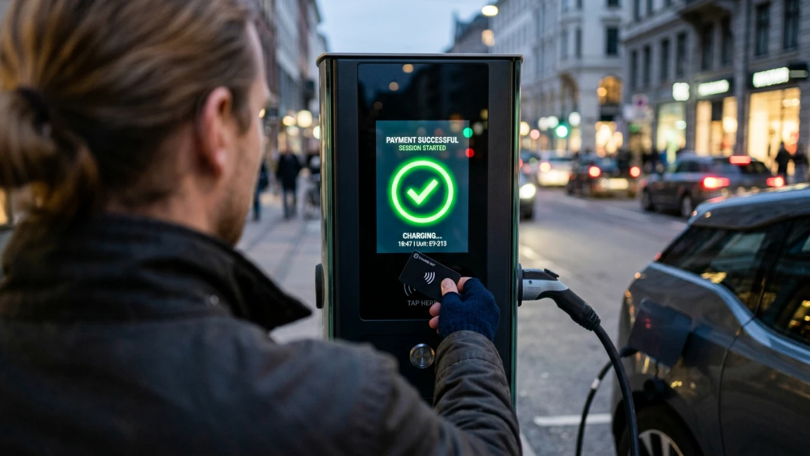 Bezahlung an der E-Ladesäule mit einer RFID-Ladekarte